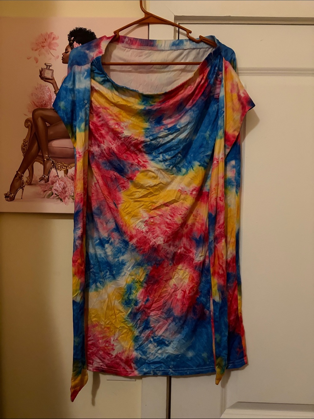 Bright Tie-Dye Scoop Neck Tunic - Blue, Pink, Yellow